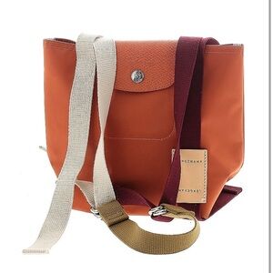 Longchamp shoulder bag small tote orange and tan